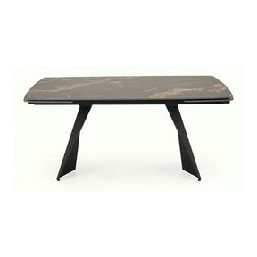 Masa extensibila ARMANI, negru cu efect de marmura/negru, piatra sinterizata/otel, 165-241x90x77 cm