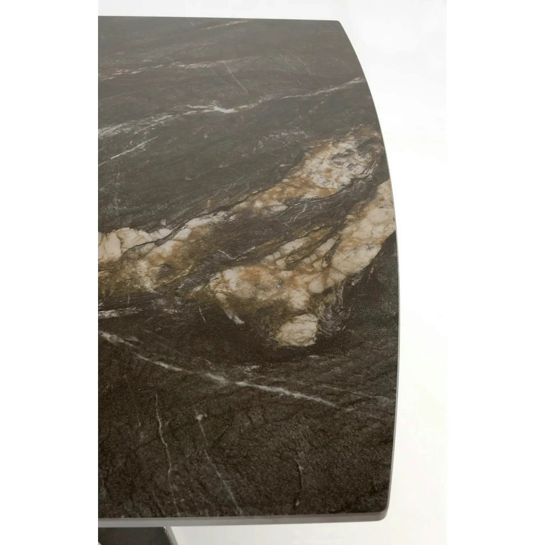 Masa extensibila ARMANI, negru cu efect de marmura/negru, piatra sinterizata/otel, 165-241x90x77 cm