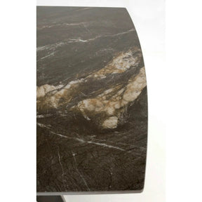 Masa extensibila ARMANI, negru cu efect de marmura/negru, piatra sinterizata/otel, 165-241x90x77 cm