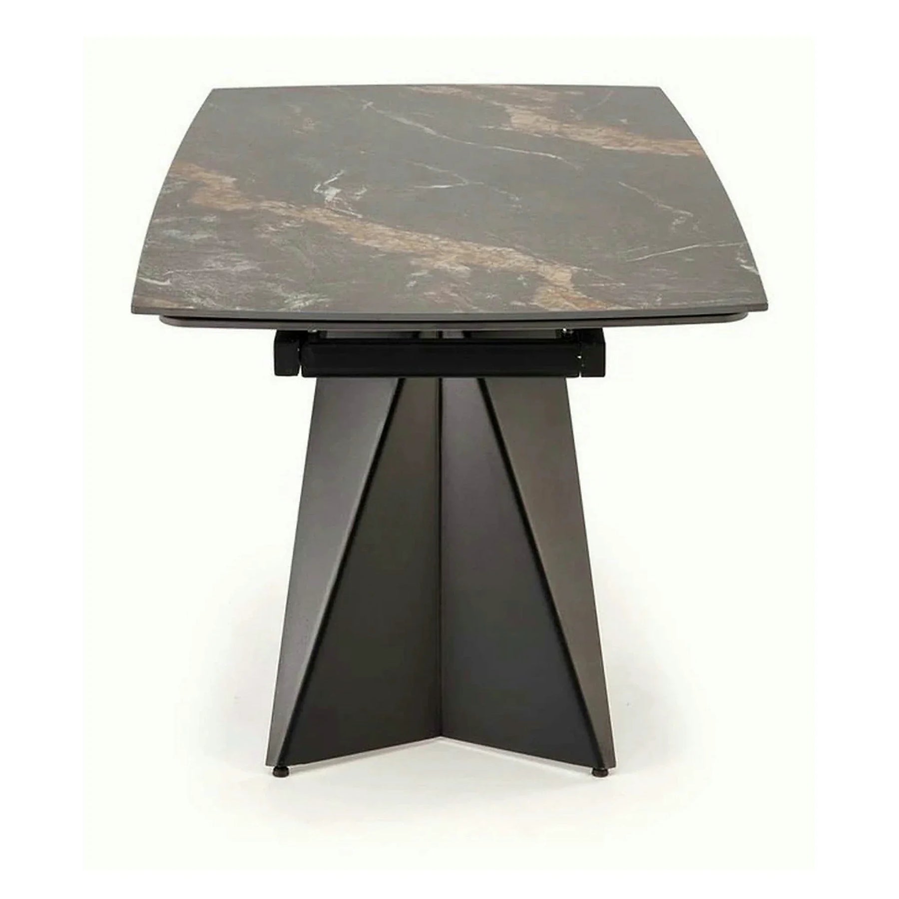Masa extensibila ARMANI, negru cu efect de marmura/negru, piatra sinterizata/otel, 165-241x90x77 cm