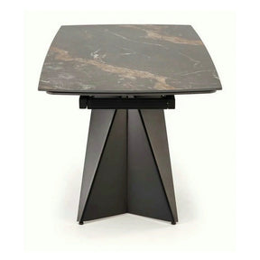 Masa extensibila ARMANI, negru cu efect de marmura/negru, piatra sinterizata/otel, 165-241x90x77 cm