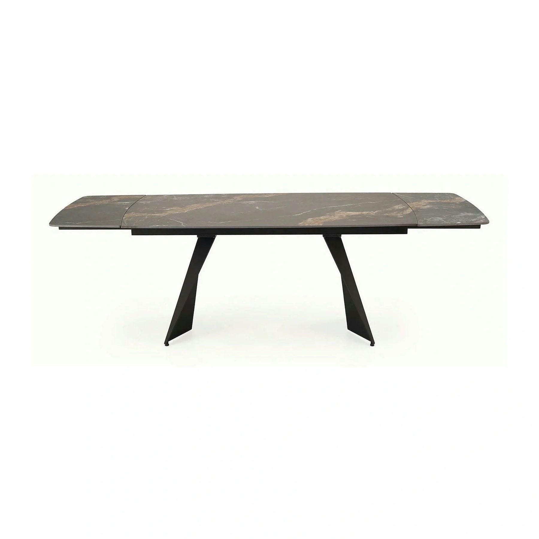 Masa extensibila ARMANI, negru cu efect de marmura/negru, piatra sinterizata/otel, 165-241x90x77 cm