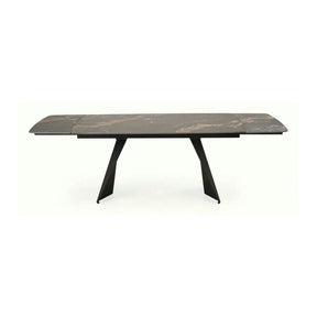Masa extensibila ARMANI, negru cu efect de marmura/negru, piatra sinterizata/otel, 165-241x90x77 cm