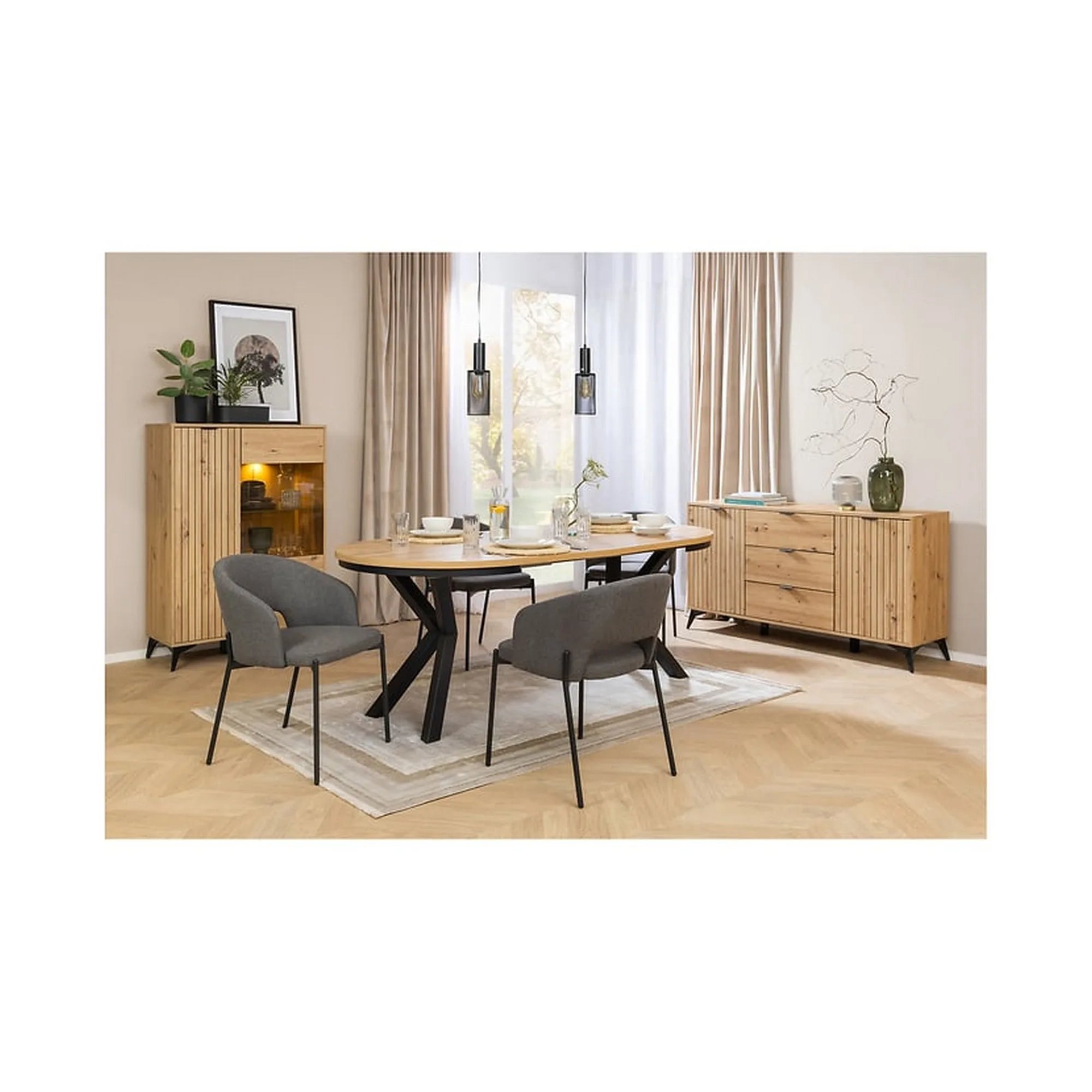 Masa extensibila BERGEN OCN-29148, stejar artisan/negru