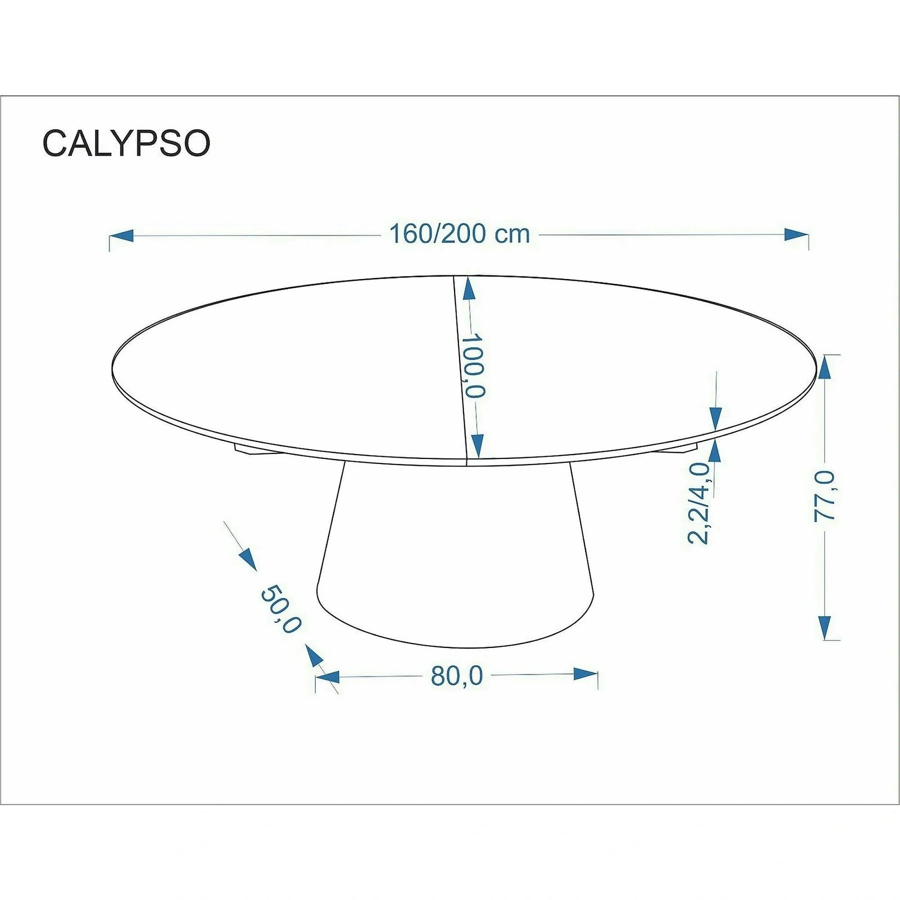 Masa extensibila CALYPSO, stejar natural, 160/200x100x77 cm