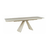 Masa extensibila CORVUS, bej cu efect de piatra travertin, ceramica/metal, 165/240x90x76 cm