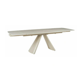 Masa extensibila CORVUS, bej cu efect de piatra travertin, ceramica/metal, 165/240x90x76 cm