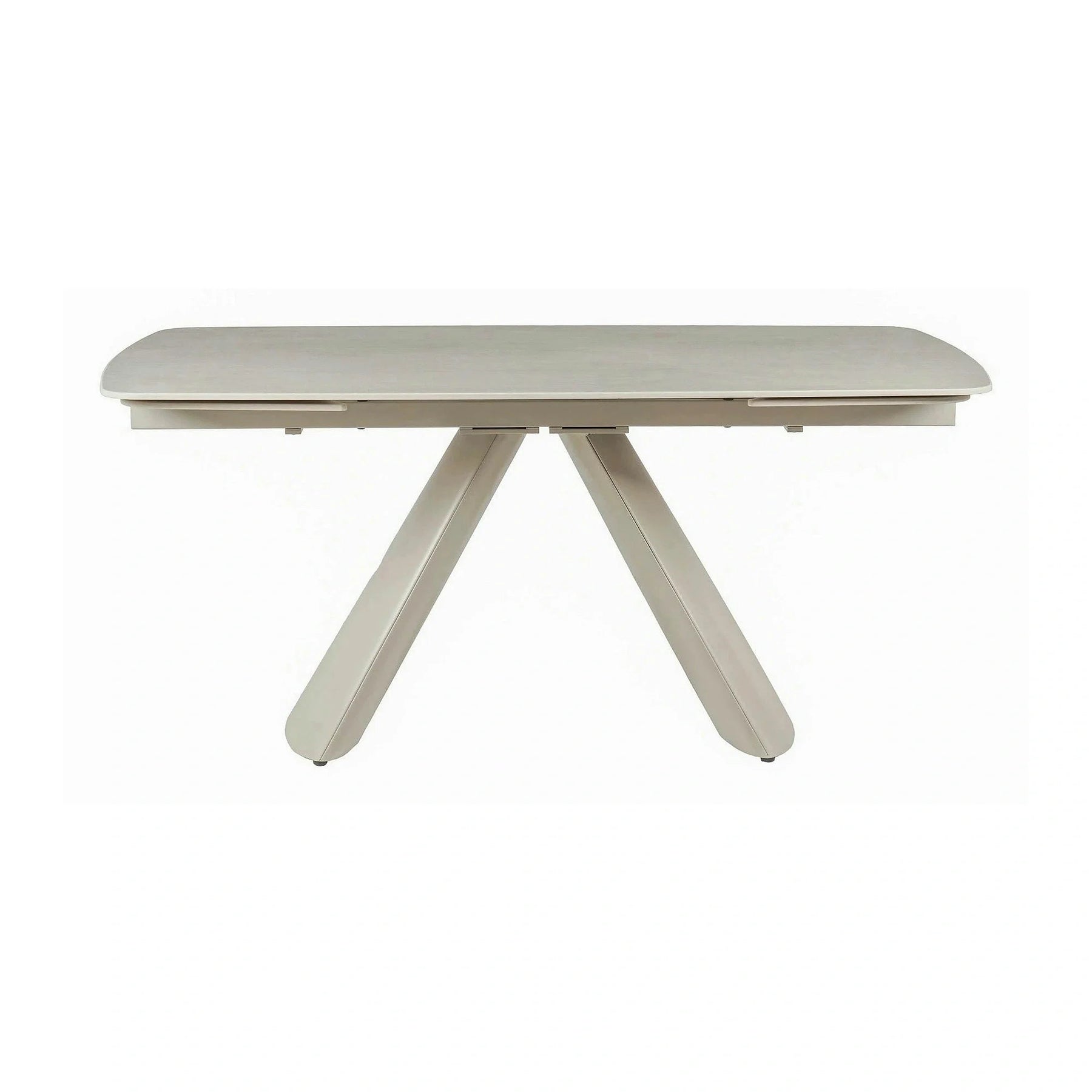 Masa extensibila CORVUS, ceramica/metal, bej cu efect de piatră travertin mat/bej, 165-240×90×76 cm