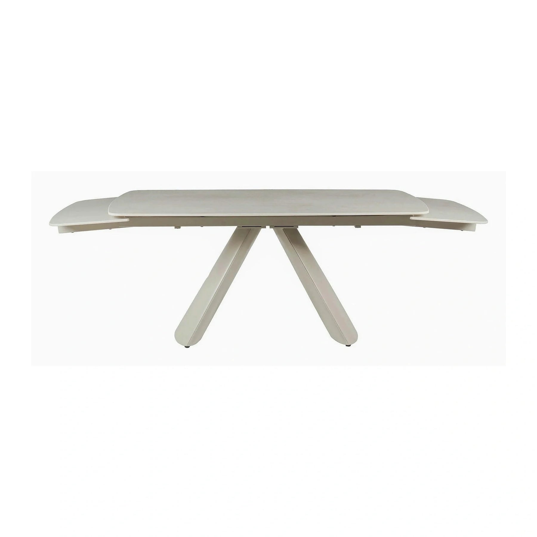 Masa extensibila CORVUS, ceramica/metal, bej cu efect de piatră travertin mat/bej, 165-240×90×76 cm