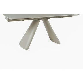 Masa extensibila CORVUS, ceramica/metal, bej cu efect de piatră travertin mat/bej, 165-240×90×76 cm