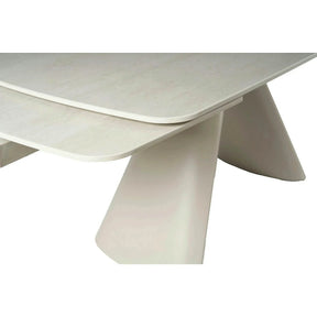 Masa extensibila CORVUS, ceramica/metal, bej cu efect de piatră travertin mat/bej, 165-240×90×76 cm