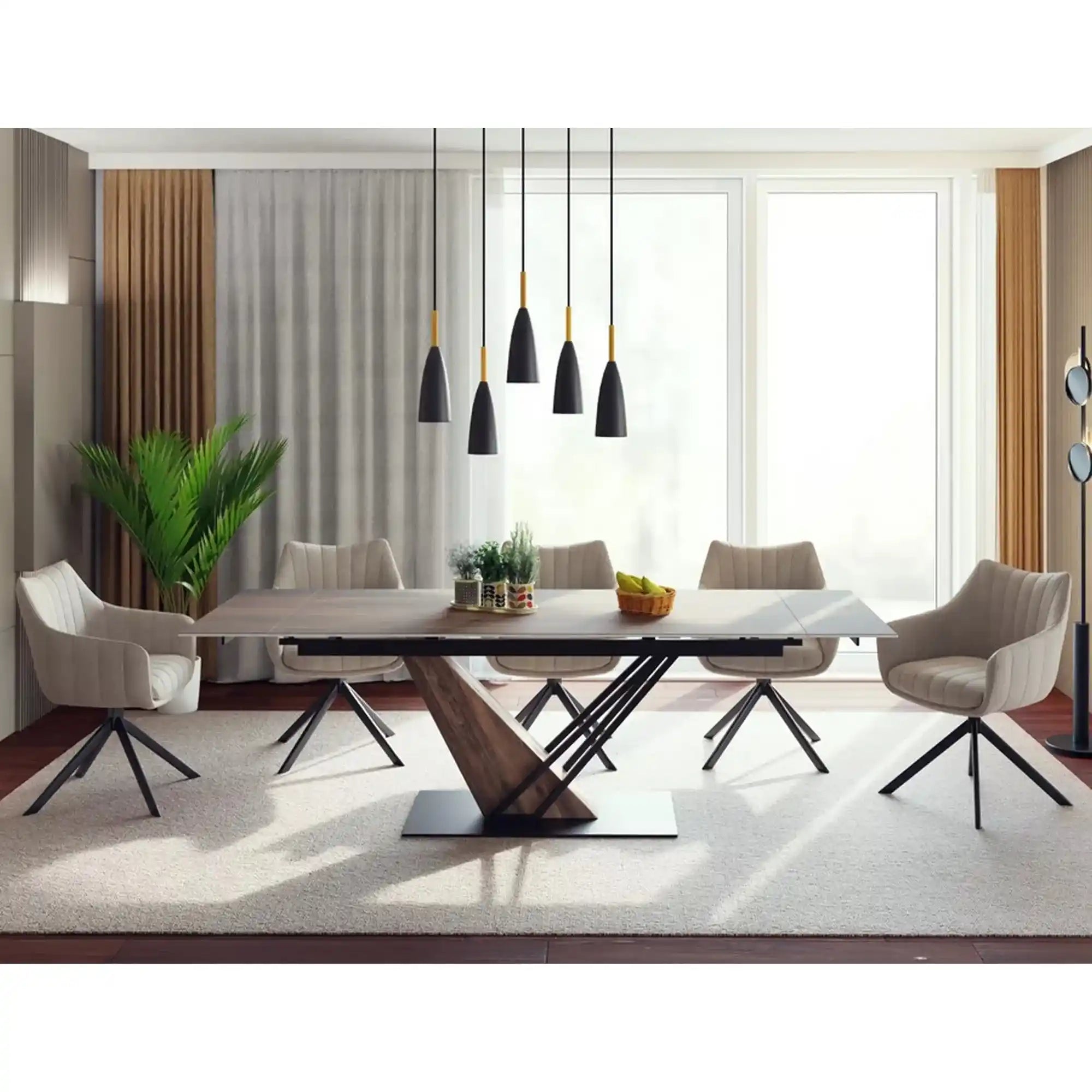 Masa extensibila DETROIT OCN-39329, stejar/negru