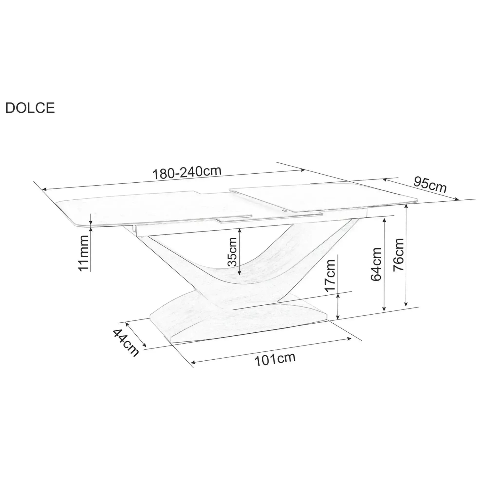 Masa extensibila DETROIT OCN-39332, alb/stejar