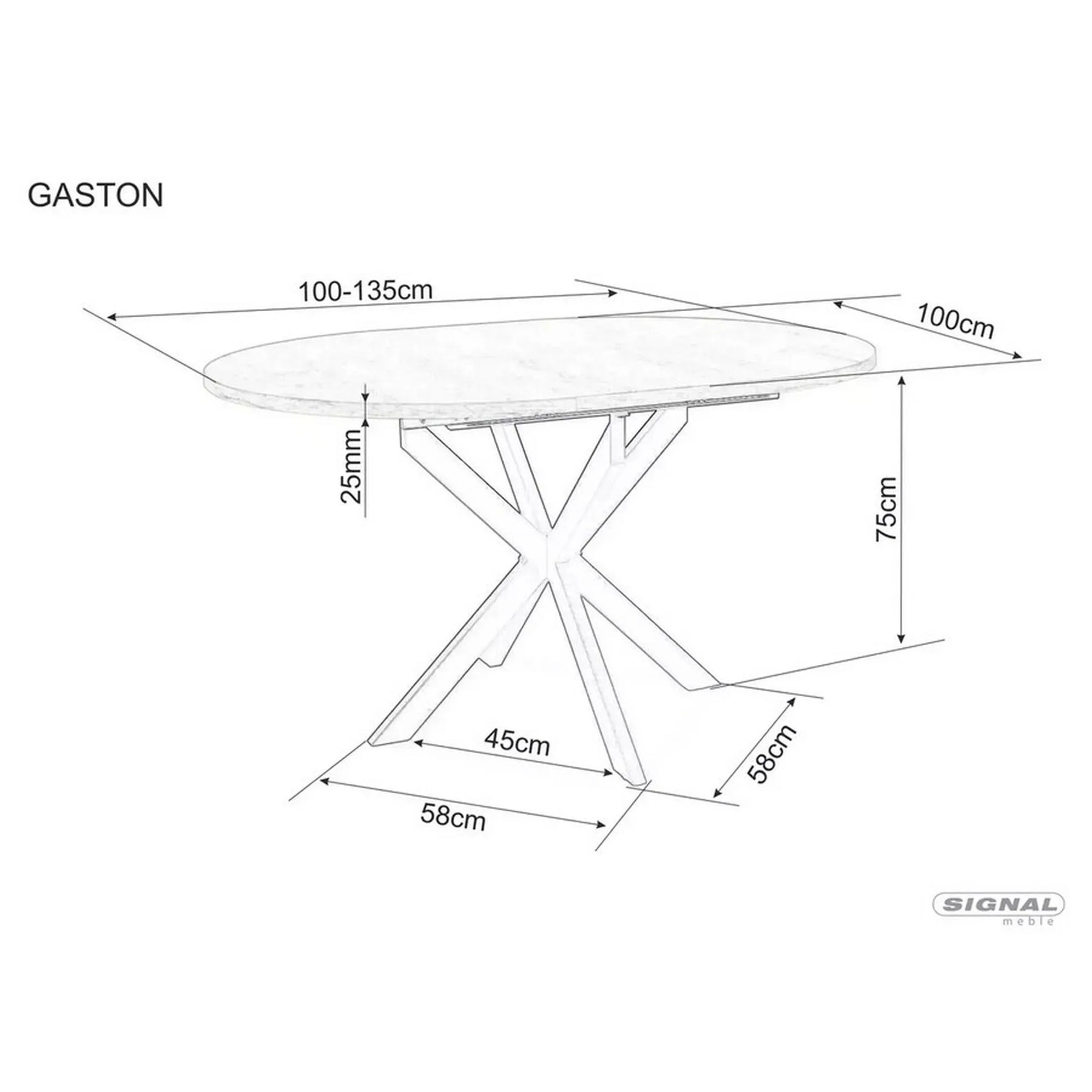 Masa extensibila DETROIT OCN-39336, gri mat