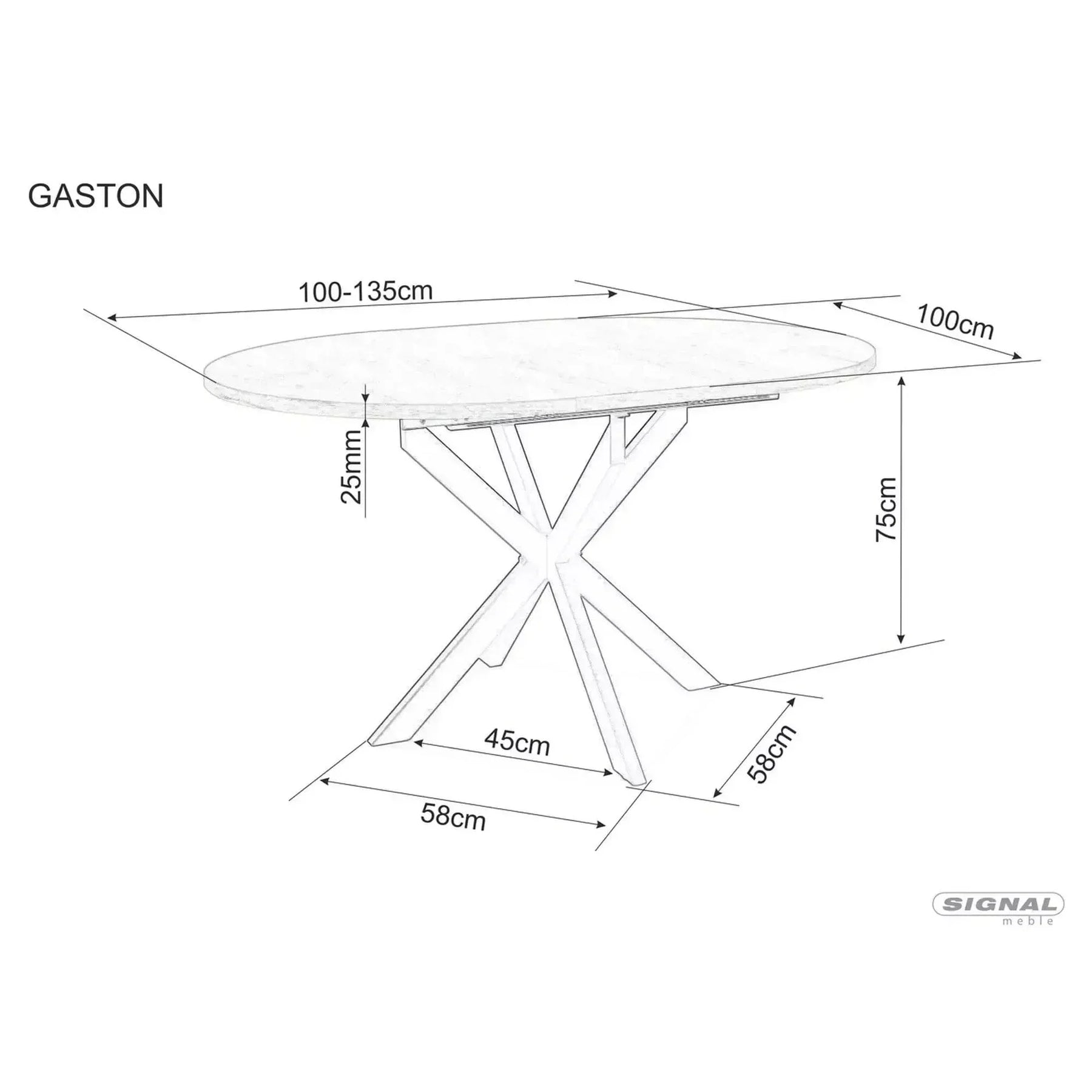 Masa extensibila DETROIT OCN-39338, negru mat