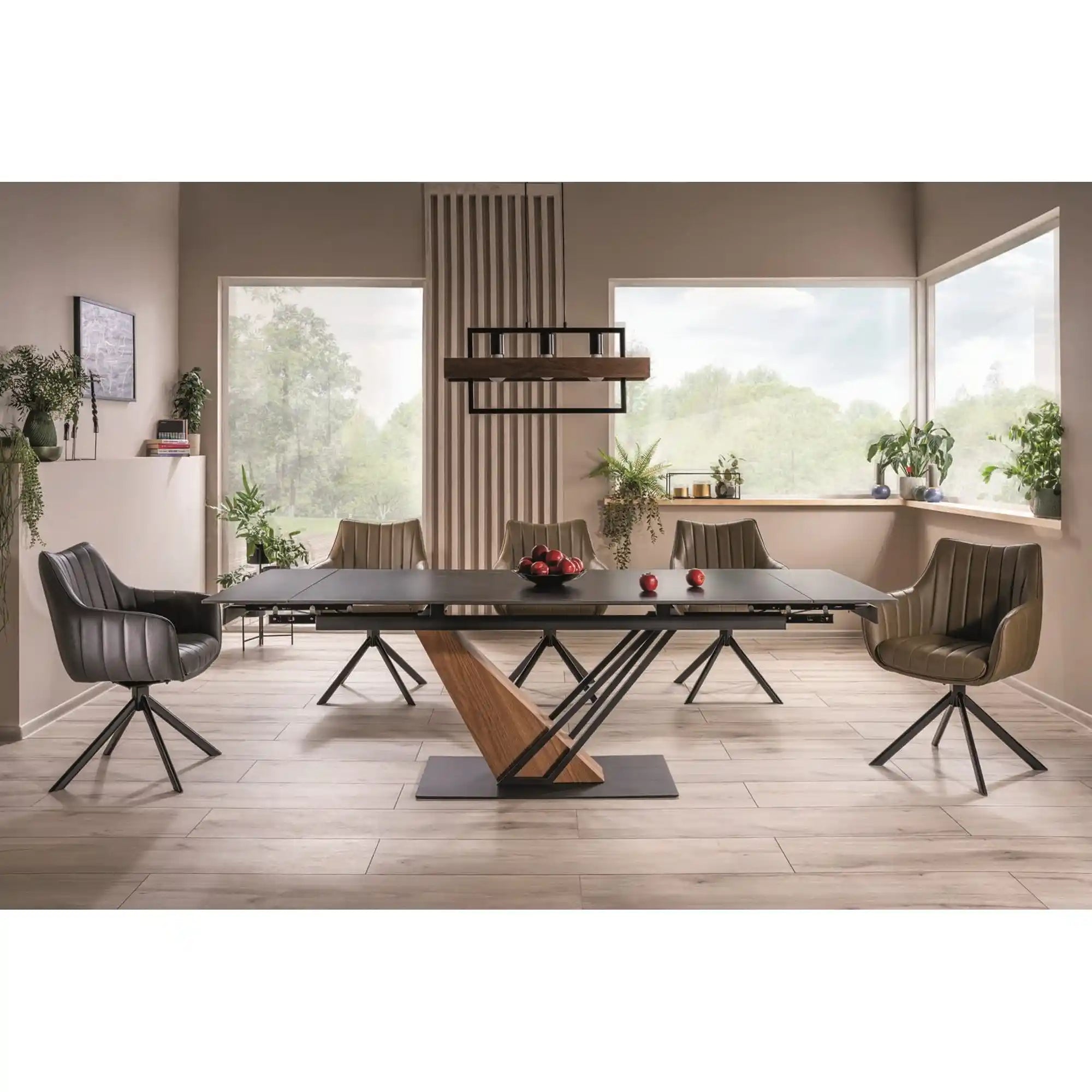 Masa extensibila DETROIT OCN-39388, negru/stejar