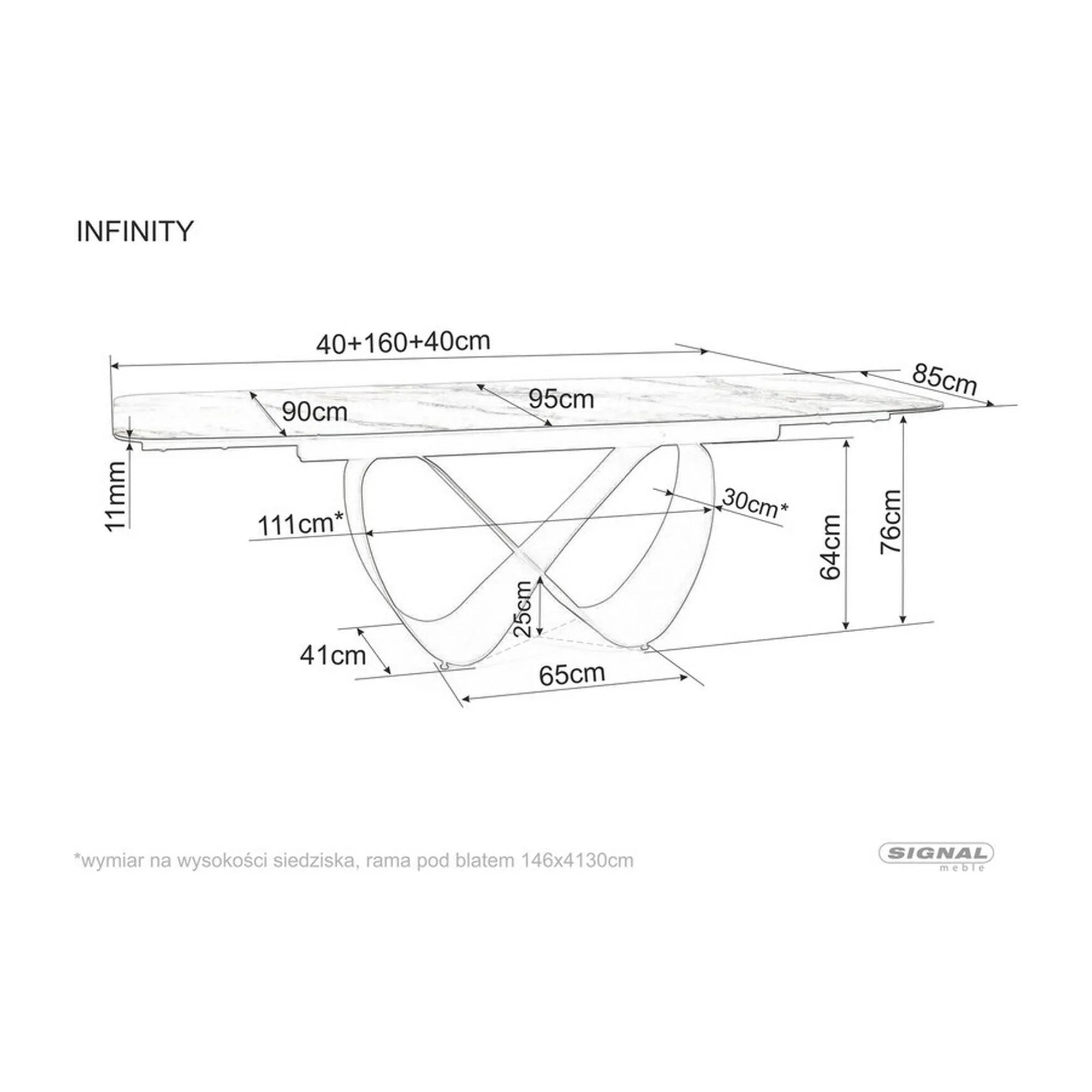 Masa extensibila DETROIT OCN-39403, alb/maro