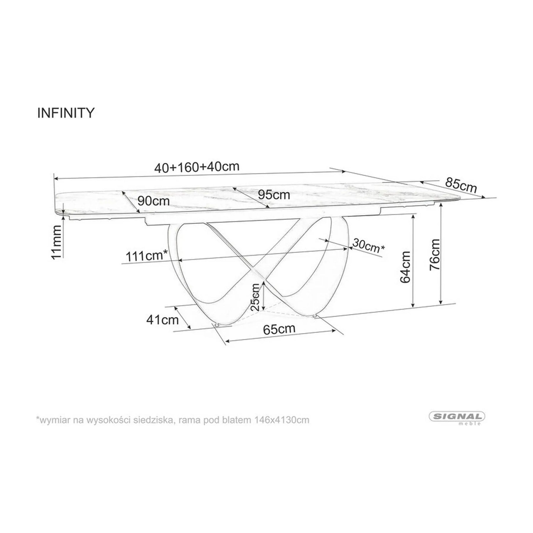 Masa extensibila DETROIT OCN-39403, alb/maro