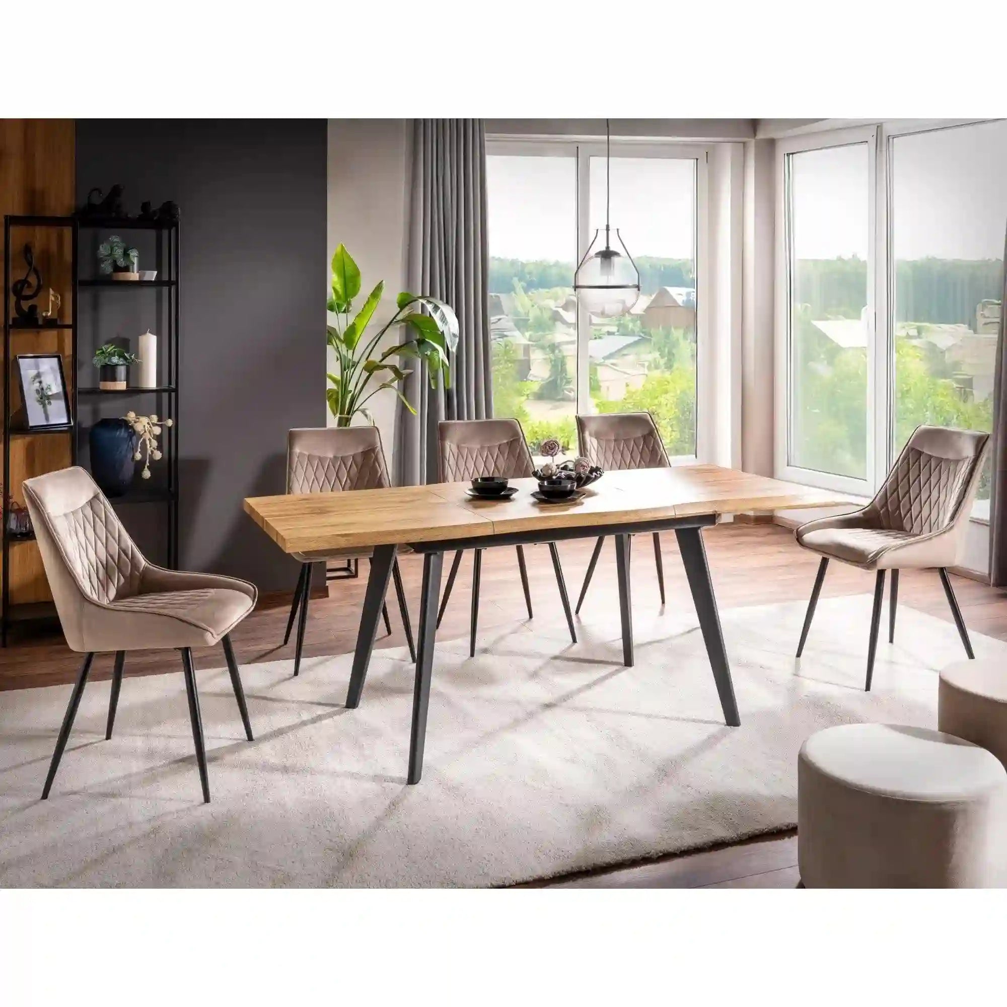 Masa extensibila DETROIT OCN-39414, stejar artisan/negru