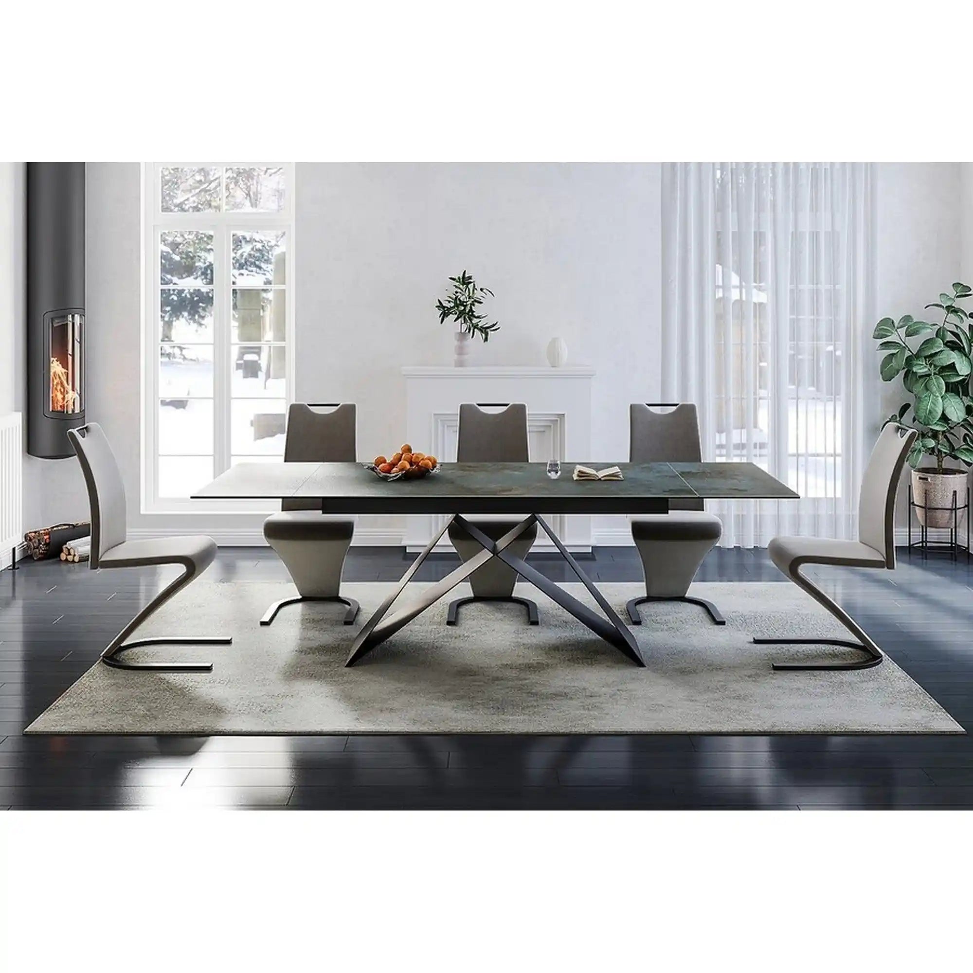 Masa extensibila DETROIT OCN-39418, turcoaz/negru mat