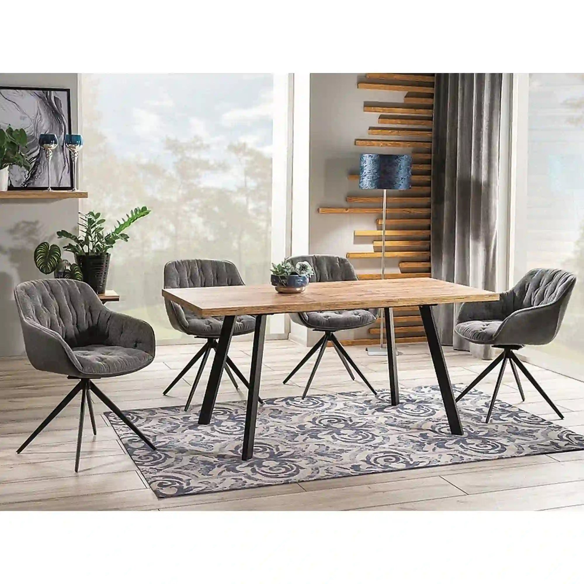 Masa extensibila DETROIT OCN-39420, stejar artisan/negru