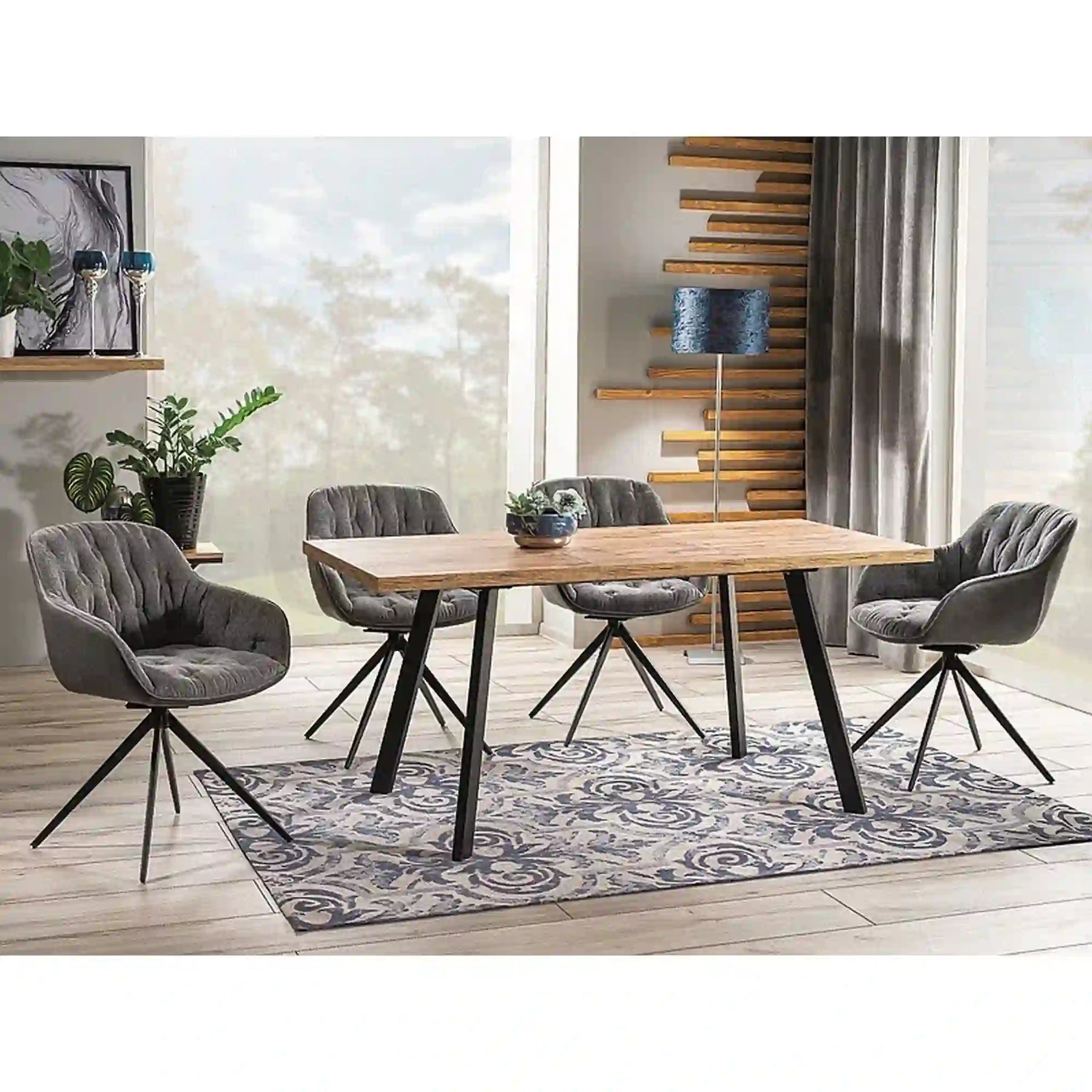 Masa extensibila DETROIT OCN-39420, stejar artisan/negru