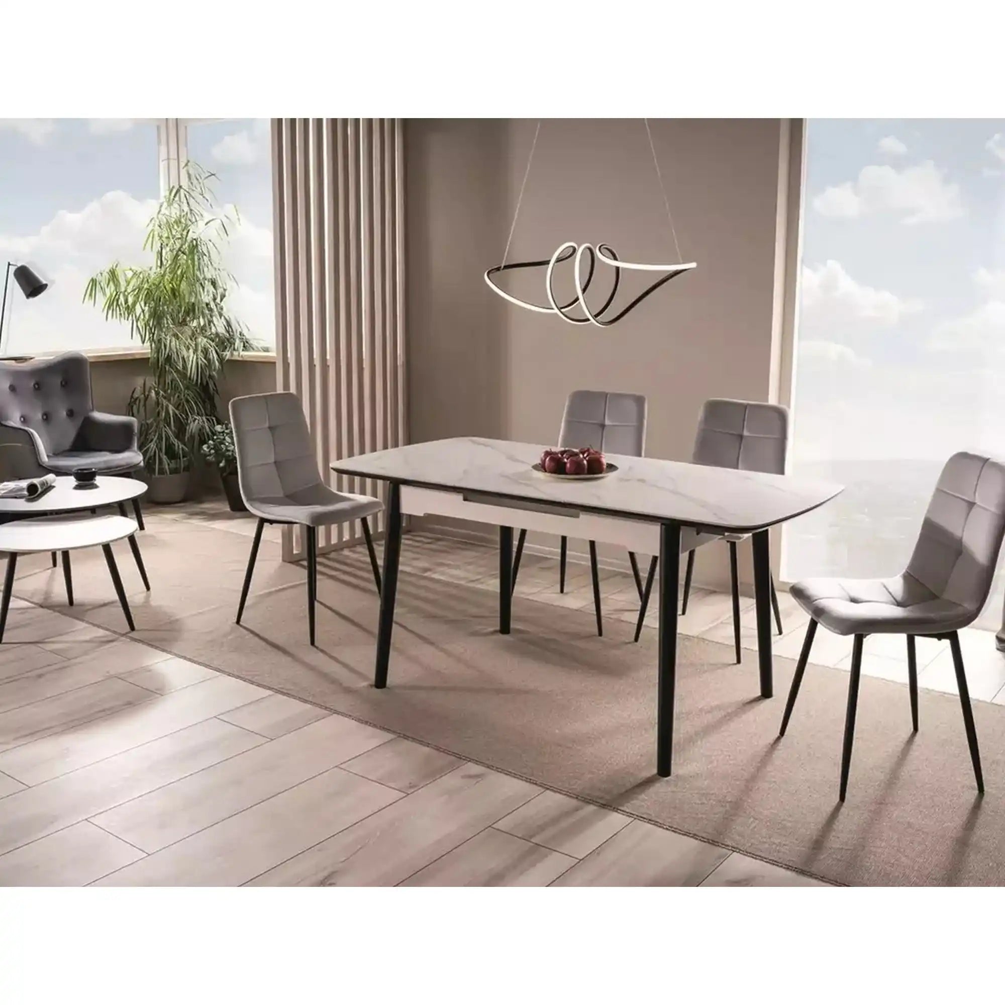 Masa extensibila DETROIT OCN-39422, alb/negru