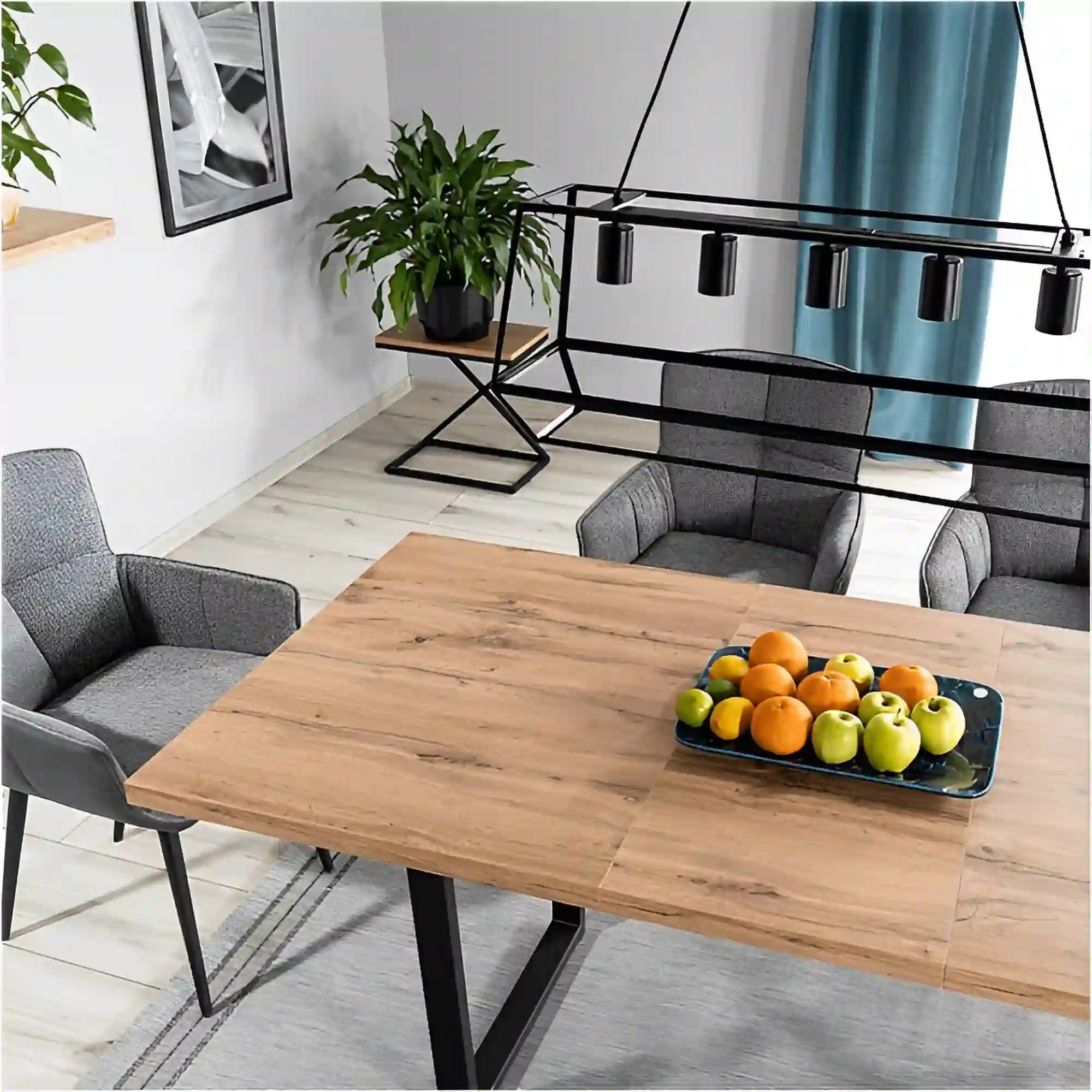 Masa extensibila DETROIT OCN-39426, stejar artisan/negru