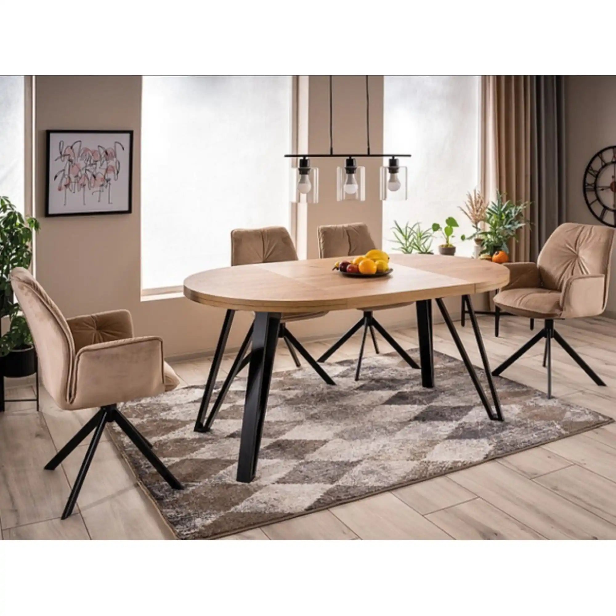 Masa extensibila DETROIT OCN-39430, stejar artisan/negru