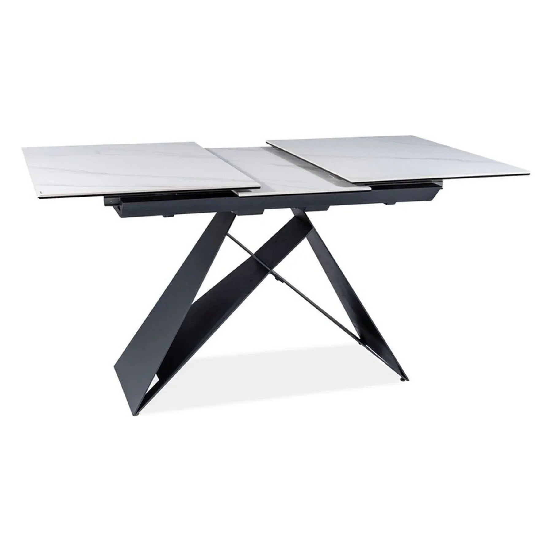 Masă extensibilă alb/negru cu design modern, ideală pentru living – primabucata