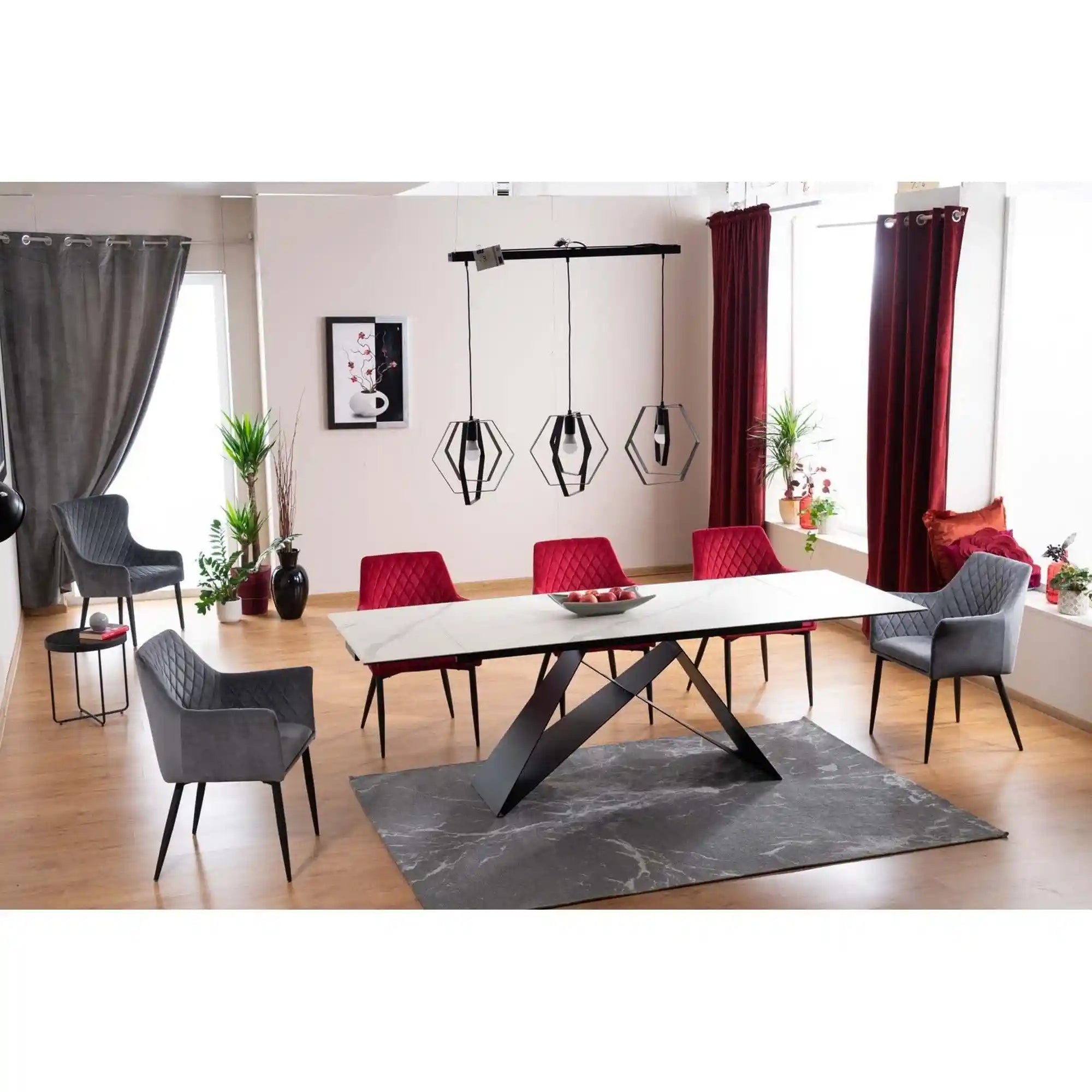 Masa extensibila DETROIT OCN-39458, alb/negru