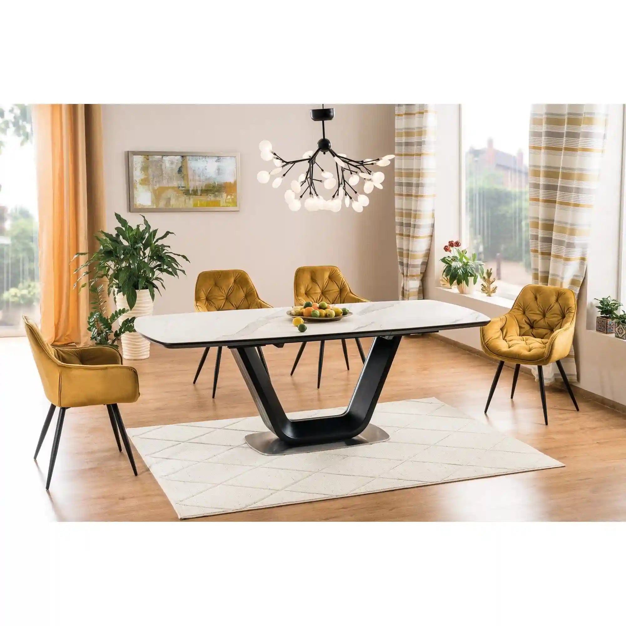 Masa extensibila DETROIT OCN-39464, alb/negru