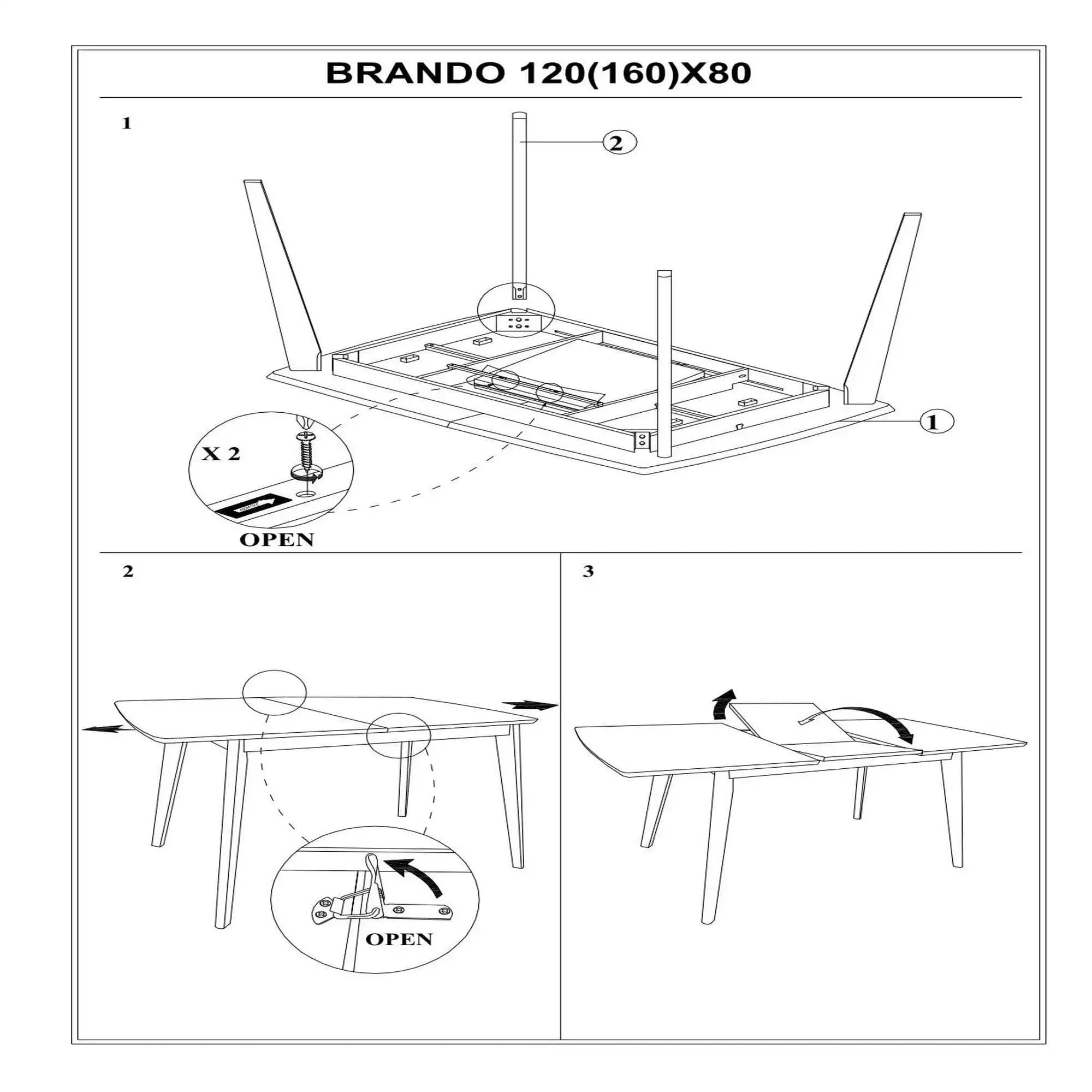 Masa extensibila DETROIT OCN-39467, stejar