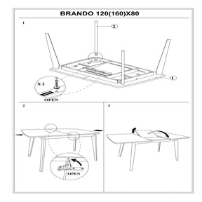 Masa extensibila DETROIT OCN-39467, stejar
