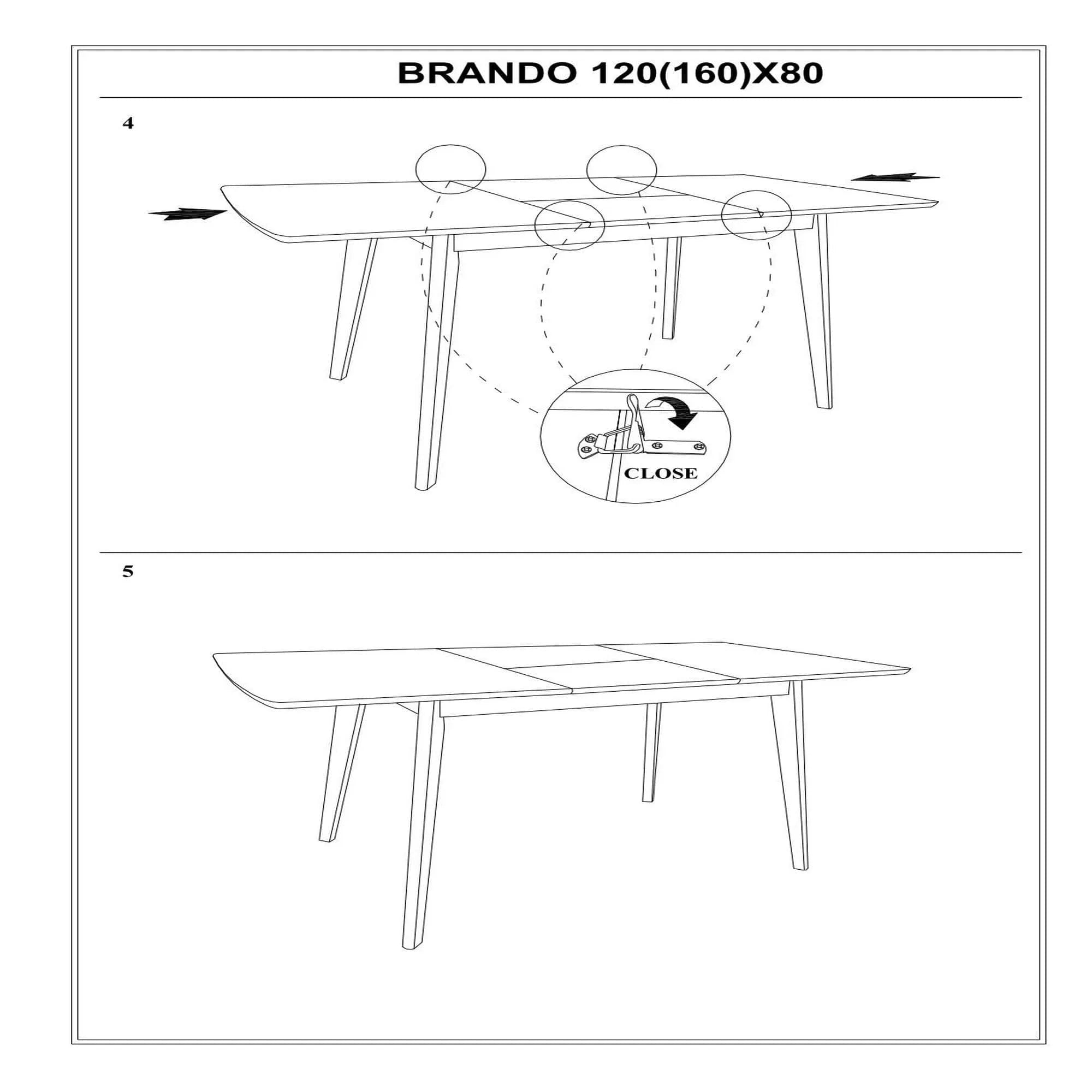 Masa extensibila DETROIT OCN-39467, stejar