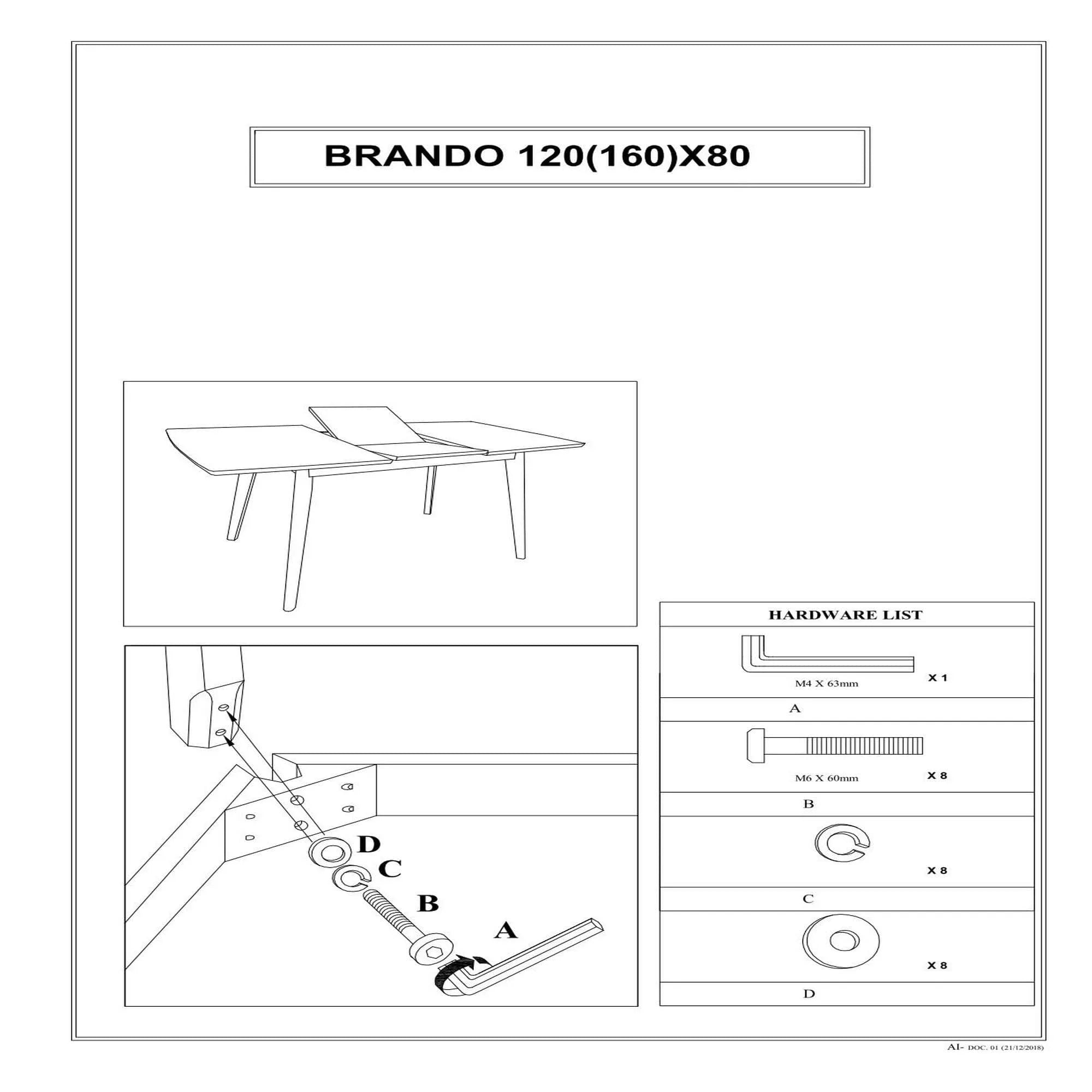 Masa extensibila DETROIT OCN-39467, stejar