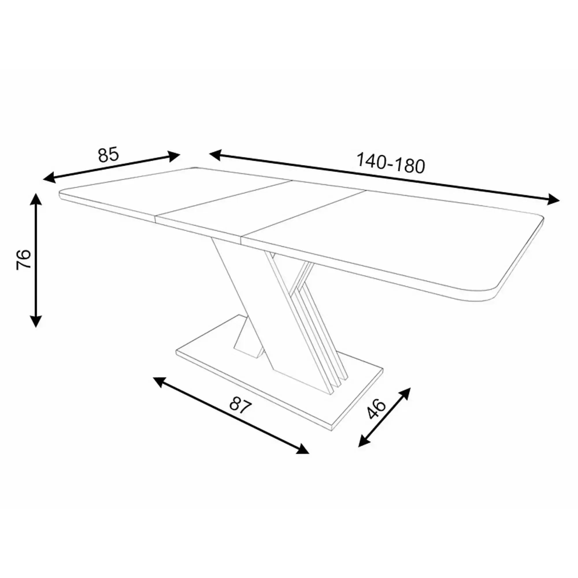 Masa extensibila DETROIT OCN-39576, stejar/casmir