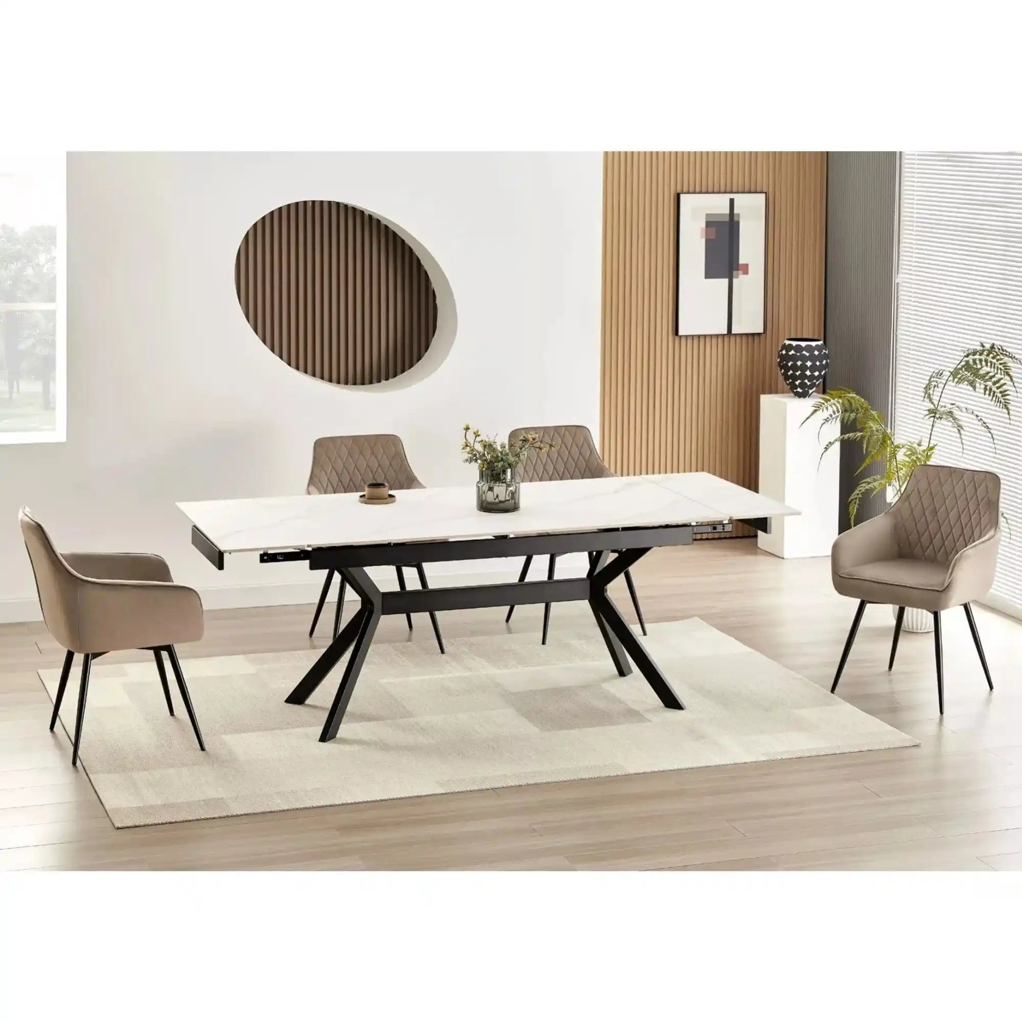 Masa extensibila DETROIT OCN-39597, alb mat/negru