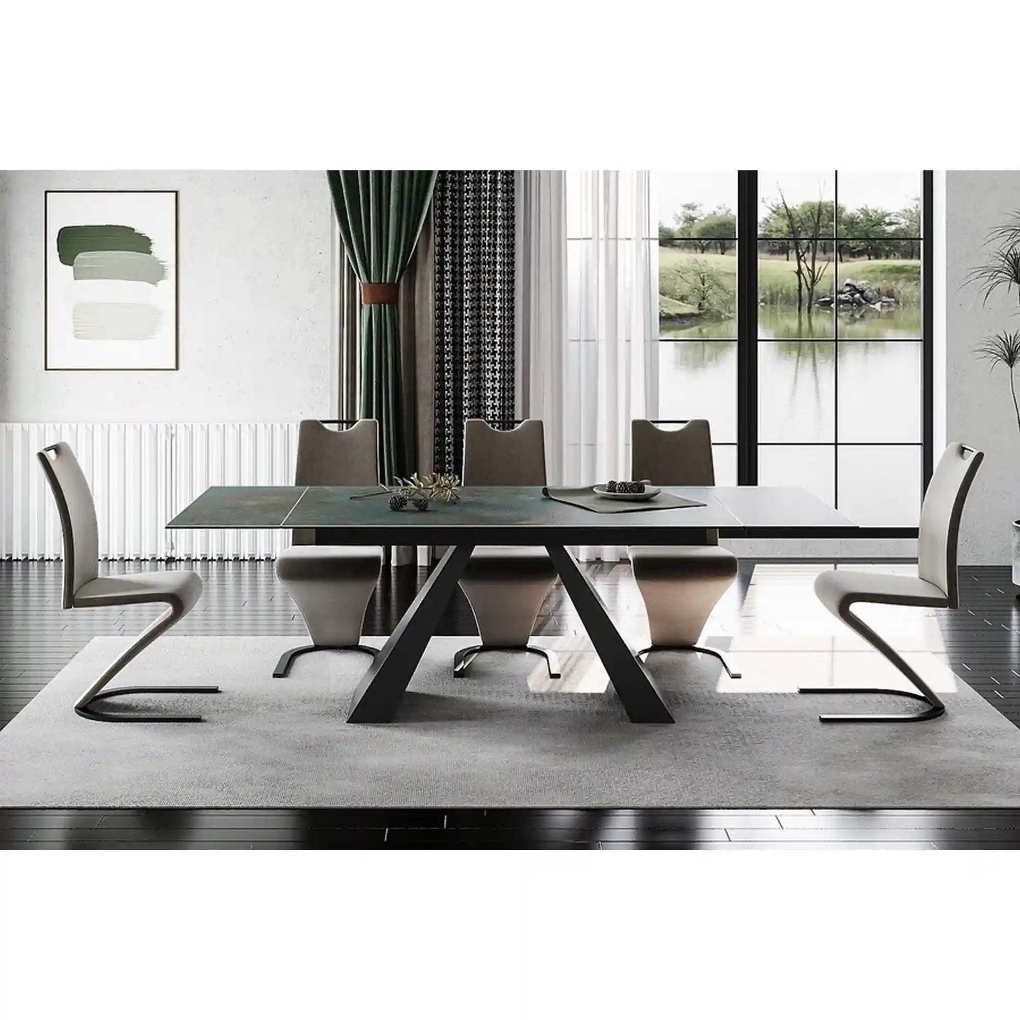 Masa extensibila DETROIT OCN-39618, turcoaz/negru mat