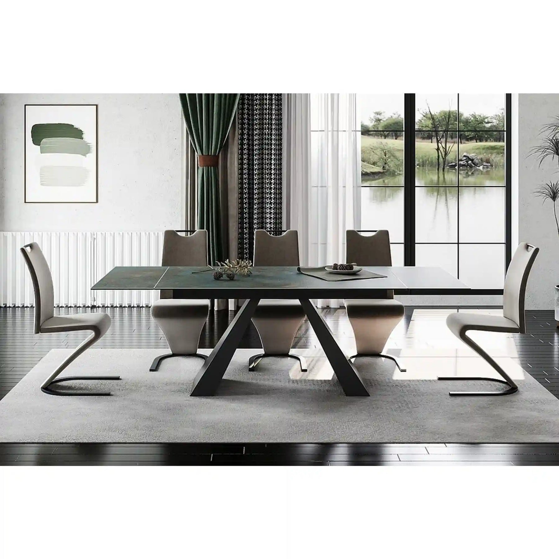 Masa extensibila DETROIT OCN-39618, turcoaz/negru mat