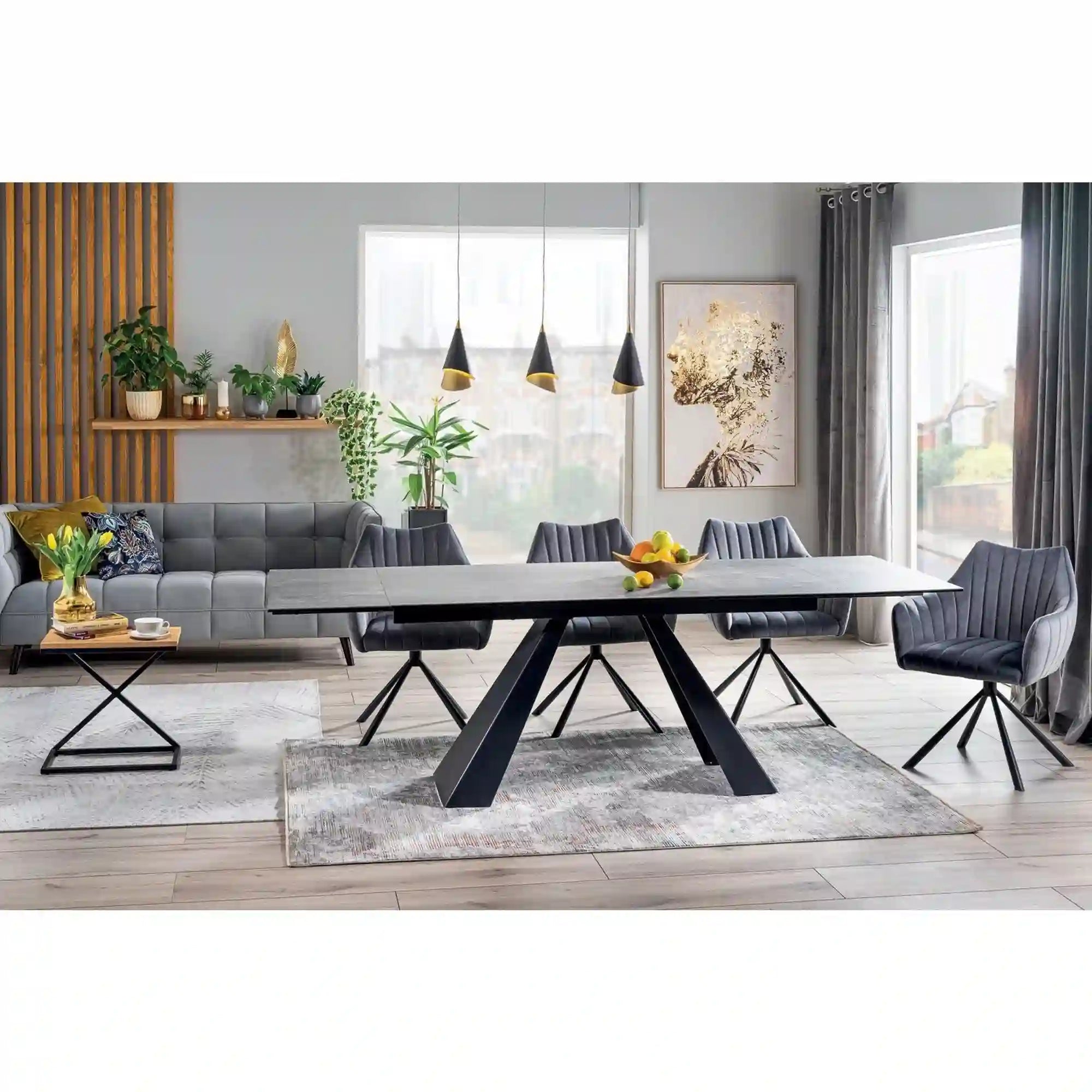 Masa extensibila DETROIT OCN-39619, gri/negru