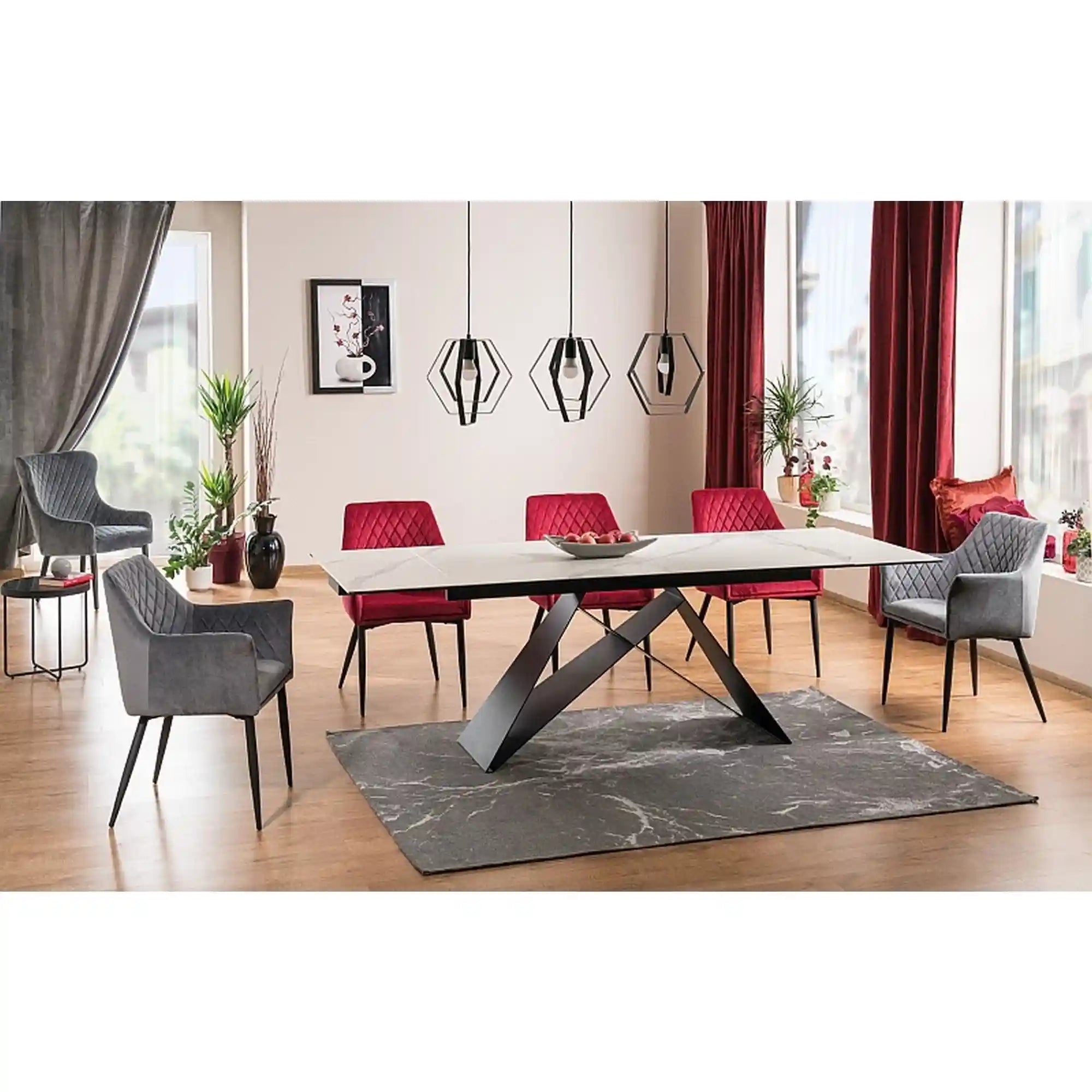 Masa extensibila DETROIT OCN-39635, alb/negru