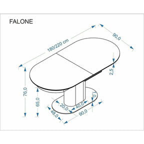 Masa extensibila FALONE, travertin/casmir, piatra sinterizata/metal, 180/220x90x76 cm