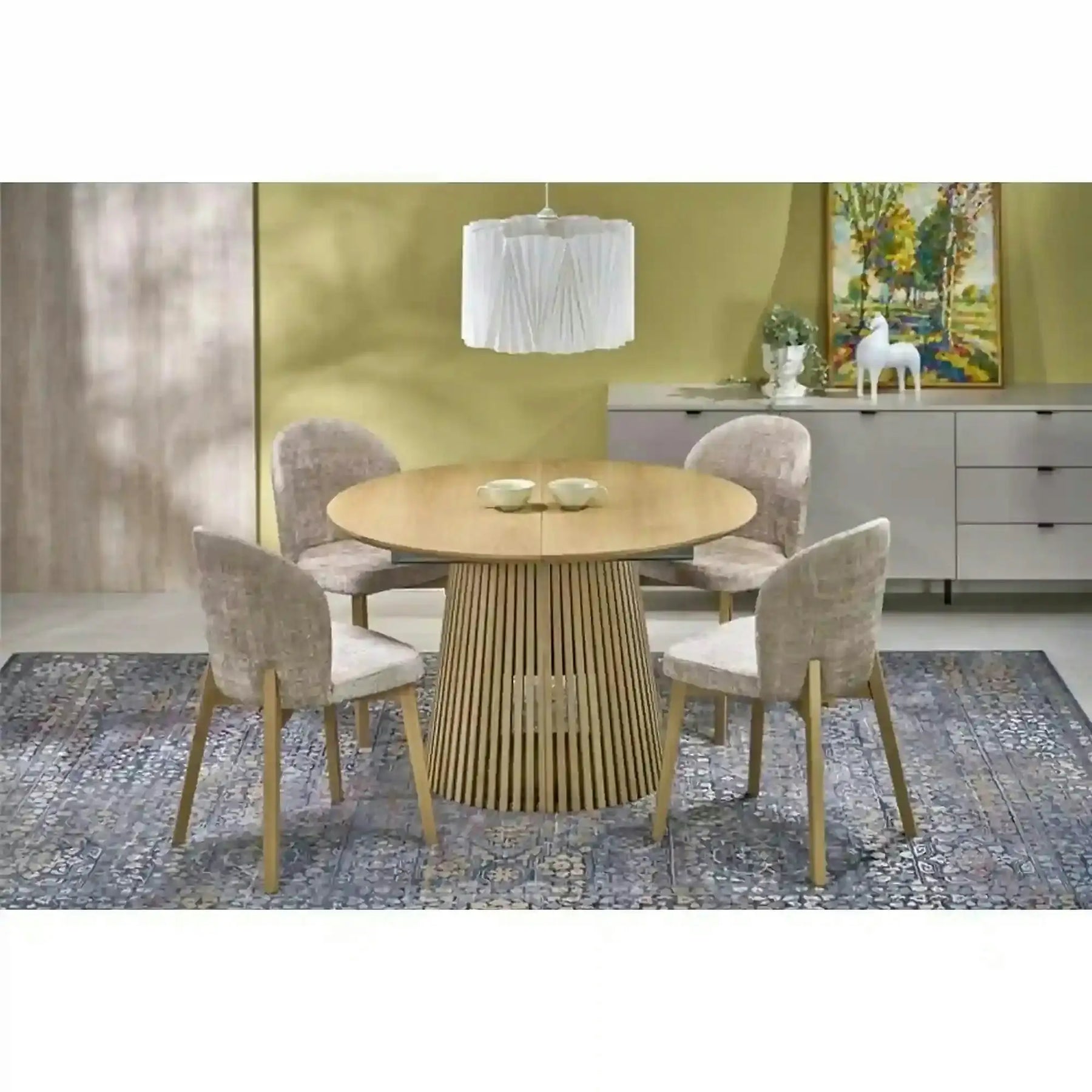 Masa extensibila FARGO, MDF/furnir natural/MDF furniruit, stejar, 120-210×120×77 cm