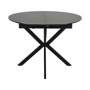 Masa extensibila GASTON, ceramica/metal, gri mat cu efect de marmura/negru mat, 100-135×100×76 cm