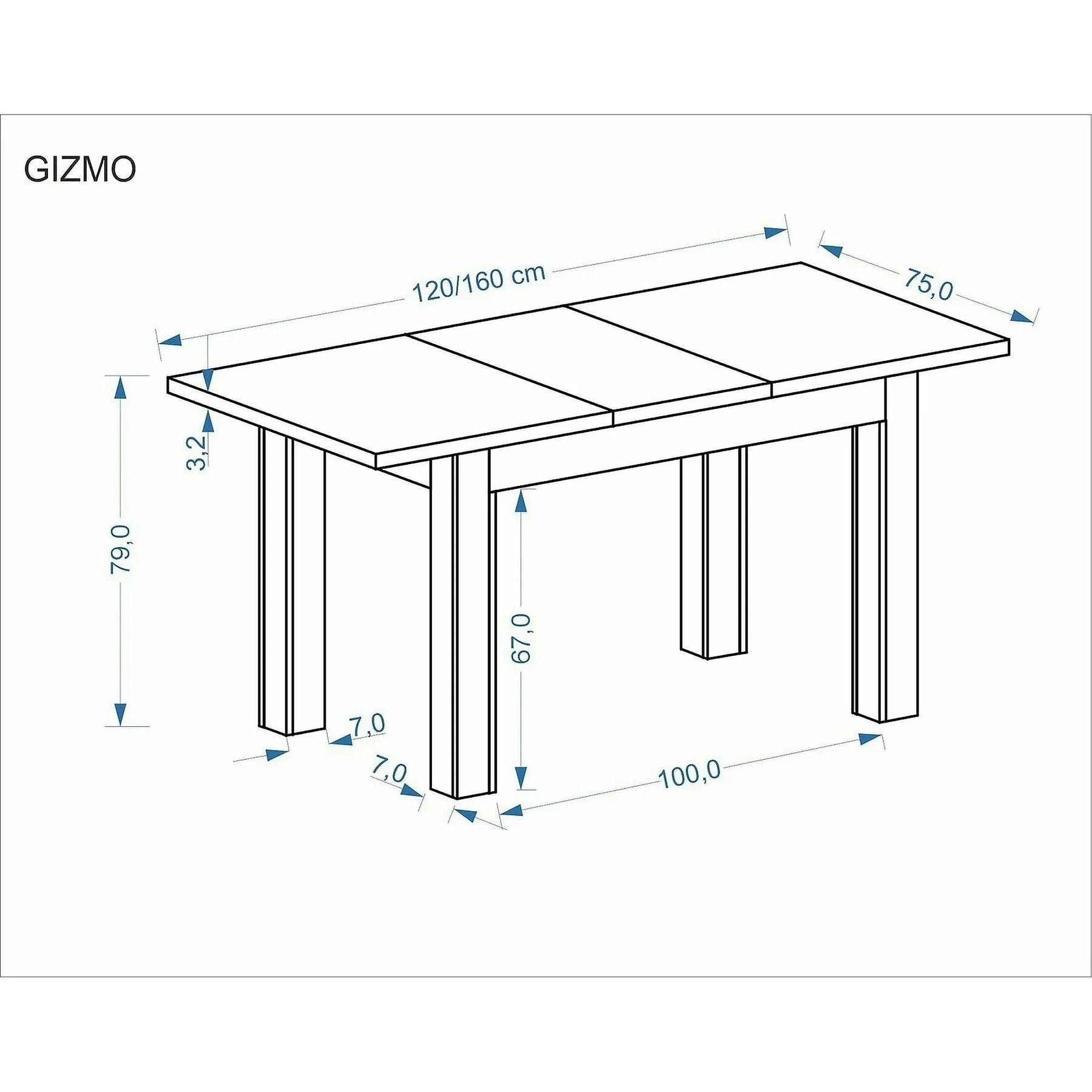 Masa extensibila GIZMO, PAL laminat, casmir, 120-160×75×79 cm