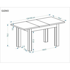 Masa extensibila GIZMO, PAL laminat, casmir, 120-160×75×79 cm