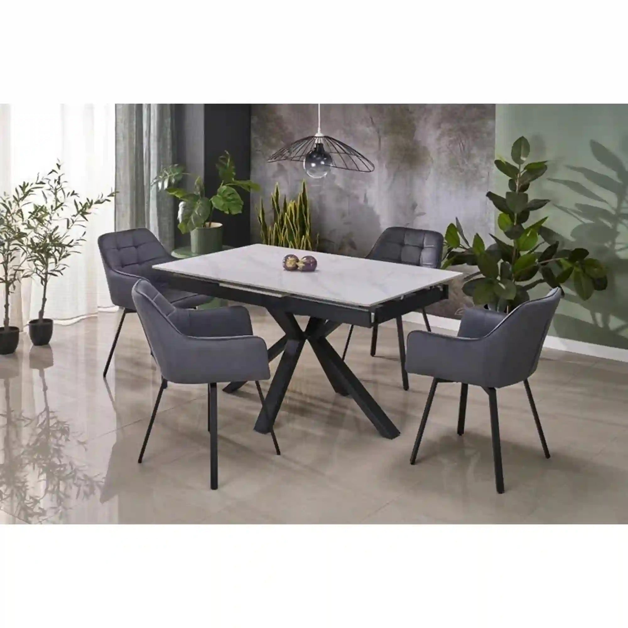 Masa extensibila HOUSTON OCN-37299, alb/negru