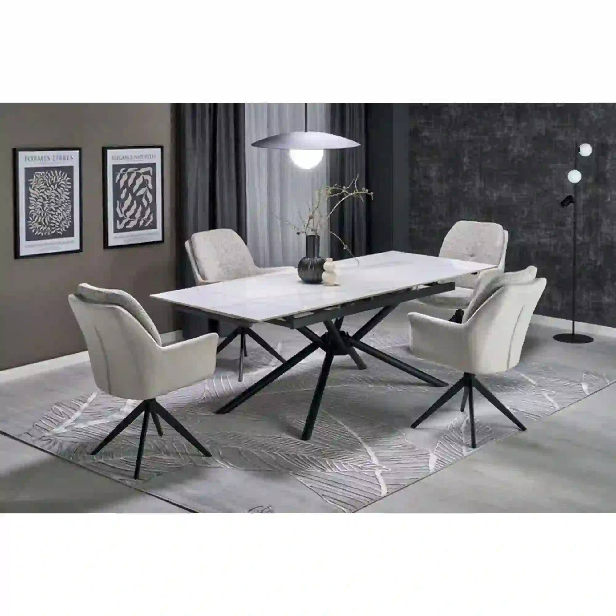 Masa extensibila HOUSTON OCN-37300, alb/negru