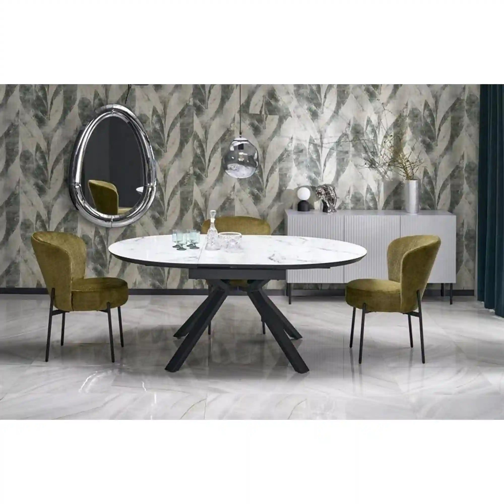 Masa extensibila HOUSTON OCN-37301, alb/negru